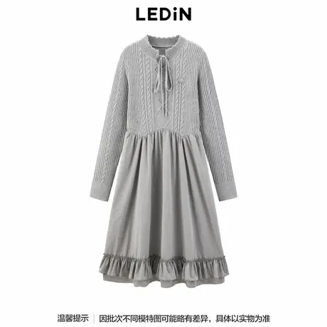 【LOTSYOU联名】乐町商场同款甜美拼接连衣裙冬款针织裙C1FAE4406商品大图