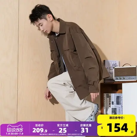 唐狮2026春季男翻领净色宽松长袖外套高级感简约休闲百搭时尚潮yc图片