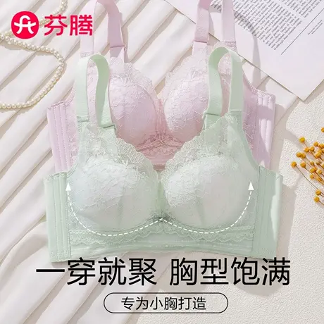 芬腾蕾丝内衣女夏薄款小胸聚拢显大舒适透气上托收副乳防下垂文胸商品大图