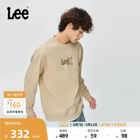 Lee25秋冬新品舒适版圆领印花Logo男长袖卫衣休闲潮LMT010840204图片