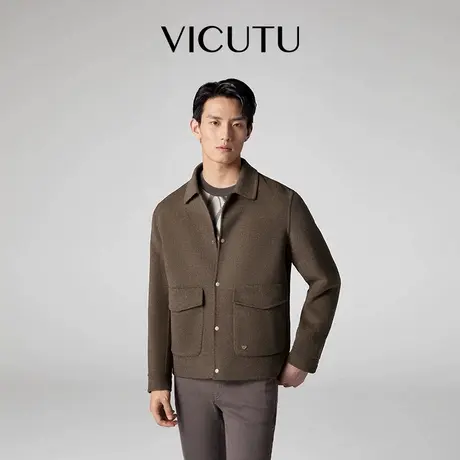 VICUTU威可多男士夹克舒暖时尚翻领商务商务通勤休闲百搭短款外套图片