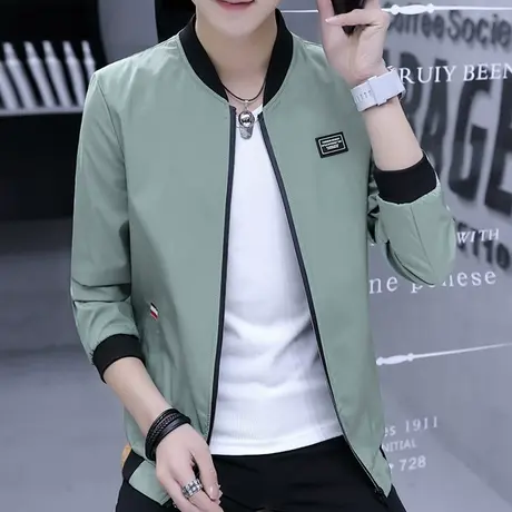 薄款纯色棒球领夹克男青年休闲男生个性外套男学生修身帅气防晒衣商品大图