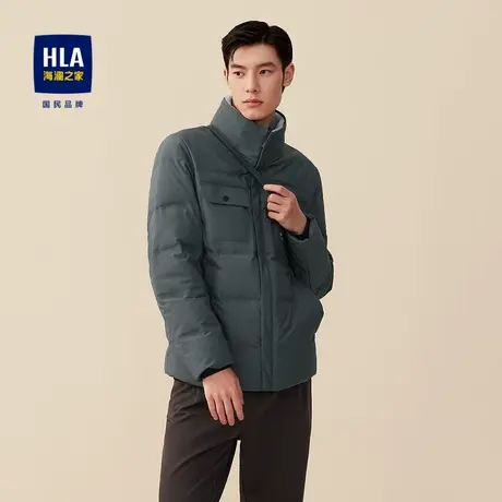 【奥莱清仓】HLA/海澜之家2023保暖毛领羽绒服白鸭绒印花外套男图片