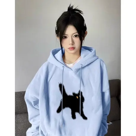 2023年新款连帽卫衣女早秋季百搭韩版宽松显瘦连帽上衣外套ins潮商品大图