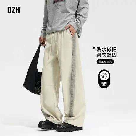 男士卡其色纯棉裤子男款美式潮牌2025新款直筒休闲裤秋季长裤百搭商品大图