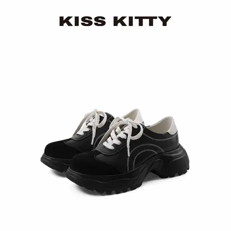 【呼呼专享】KISSKITTY英伦风拼色休闲鞋女新款厚底增高休闲运动商品大图