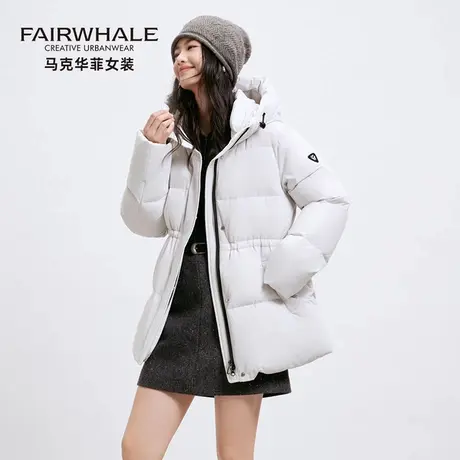 马克华菲2025冬季新款羽绒服女中长款连帽收腰显瘦蓄热保暖厚外套商品大图