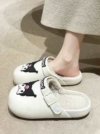 卡通可爱萝莉少女包头棉拖鞋女款2023秋冬新款外穿居家防水毛毛拖商品大图