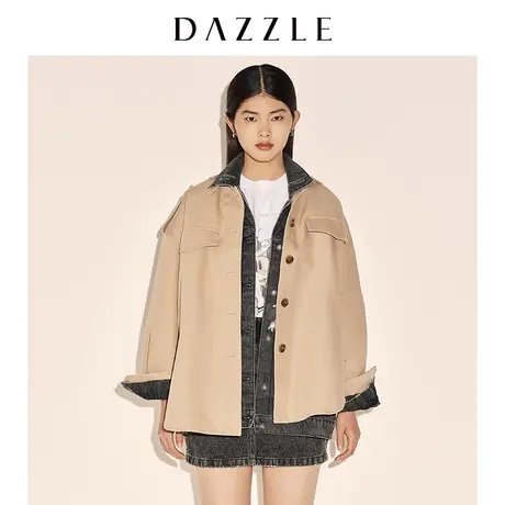 【七七酱专享】刘雯同款DAZZLE米奇系列 地素奥莱 宽松印花风衣女图片