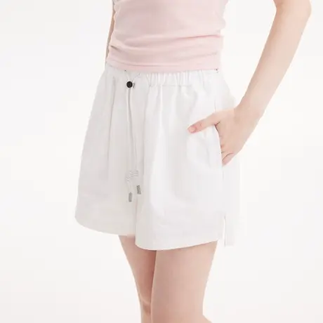 夏季休闲高腰a字短裤女外穿2023新款宽松直筒裤松紧腰小个子裤子图片