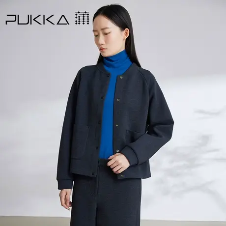 蒲PUKKA 棒球领肌理针织外套女秋冬新品极简运动风图片