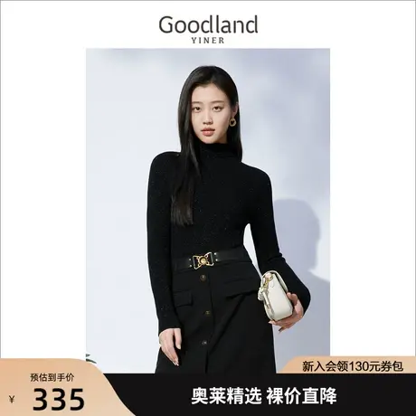 音儿美地女装2022冬季新款百搭时尚修身高领纯羊毛针织衫套头商品大图