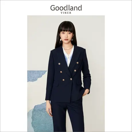 音儿美地女装2022冬季新款一粒扣长袖修身气质西服外套商品大图