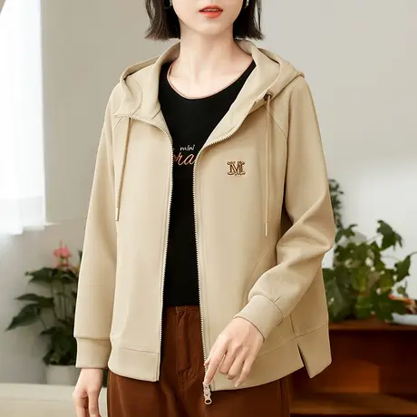 连帽卫衣外套女春秋2024年新款时尚百搭宽松大码女装棉质拉链上衣商品大图