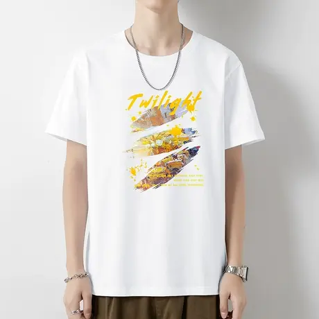 重磅纯棉t恤男短袖2024新款夏季半袖白色上衣服全棉体恤美式潮流商品大图