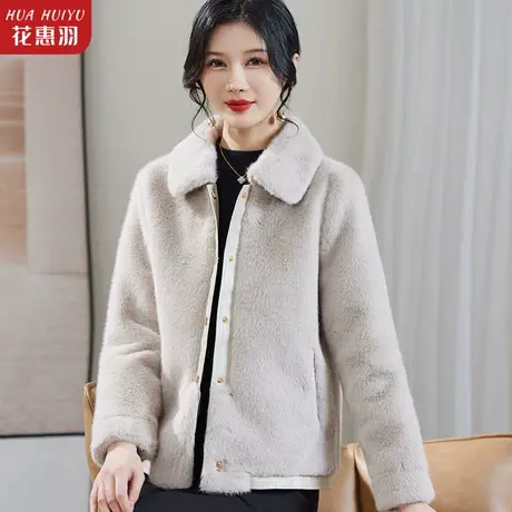 中老年水貂绒外套衣女中年女装皮毛一体妈妈洋气上衣棉袄奶奶衣服图片