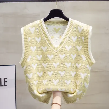 v领亮丝针织马甲背心女2023秋装新款宽松外穿马夹镂空毛衣坎肩潮图片