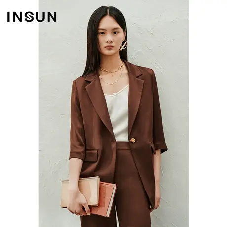INSUN恩裳线上专选夏季醋酸混纺轻商务西装外套图片