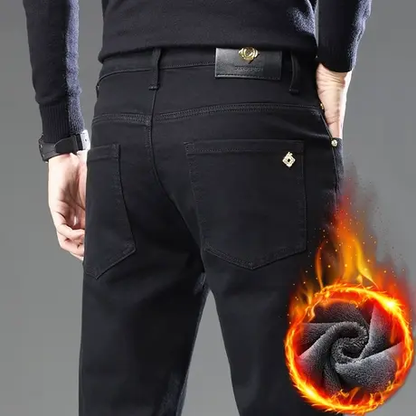 秋冬款抗寒保暖高端休闲牛仔裤子冬季2024年新款男士加绒加厚西裤商品大图