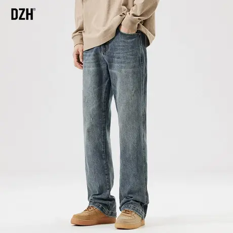 男士水洗修身牛仔裤男款秋季直筒窄版微喇裤2023新款休闲百搭长裤商品大图