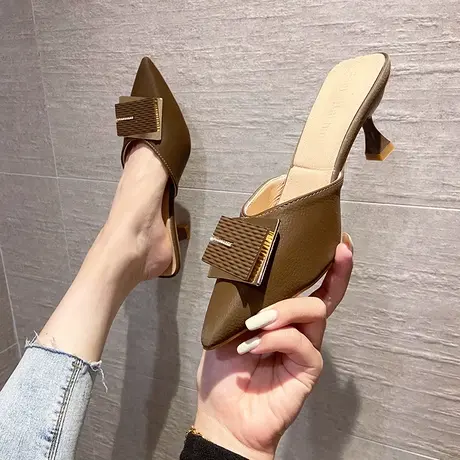 永希包头半拖鞋女外穿2024年新款小众高级感尖头细跟凉拖女ins潮商品大图