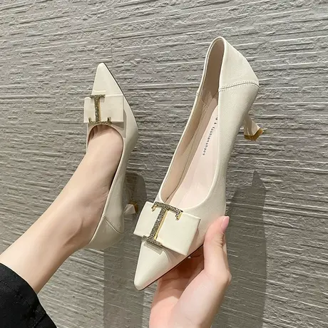 职业高跟鞋女2023年春季新款性感百搭尖头浅口法式仙女风细跟单鞋商品大图