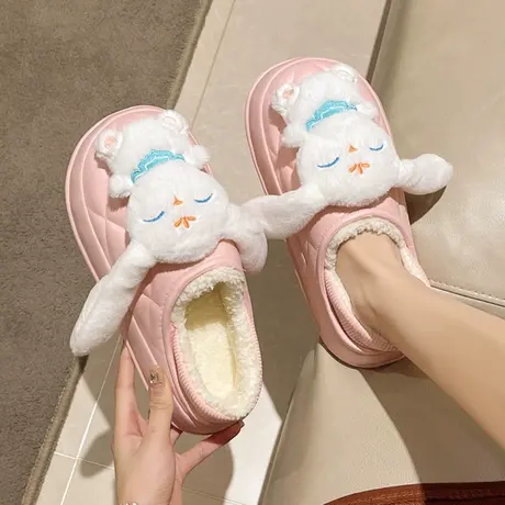 可爱卡通棉拖鞋女厚底2023冬季新款奶呼呼防滑保暖室内居家居棉鞋商品大图