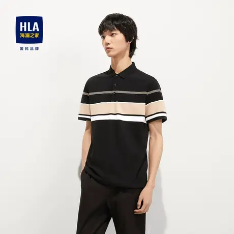HLA/海澜之家2023热卖时尚条纹短袖POLO衫微弹休闲上衣男商品大图