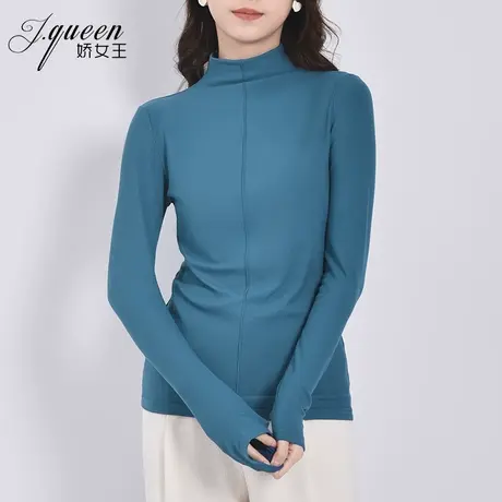 半高领打底衫女秋季新款德绒保暖加厚修身内搭长袖针织T恤衫上衣商品大图
