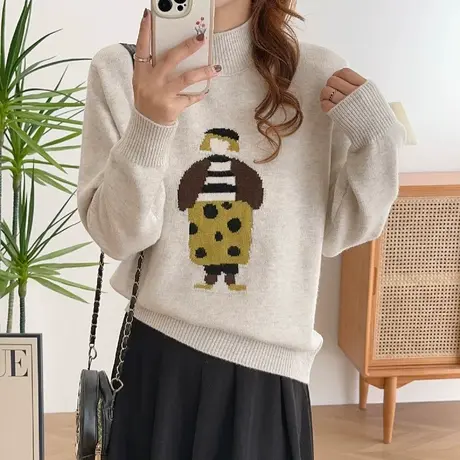 加厚女士半高领设计感毛衣女款2023新款秋冬小个子内搭打底衫冬季图片