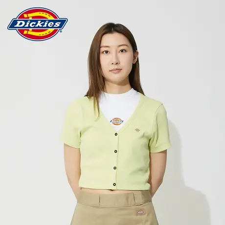 Dickies24春夏新款女式短款纯色logo小标修身短袖开衫图片