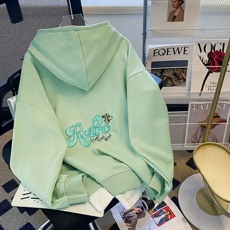 连帽假两件设计感卫衣女2024新款春秋季薄款宽松上衣外套洋气减龄商品大图