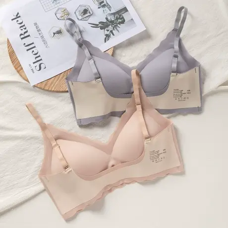 文胸薄款聚拢女内衣夏季美背无钢圈大胸显小性感防滑乳胶胸罩无痕商品大图