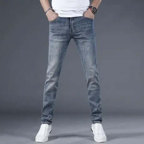 春季款牛仔裤男2024新款爆款修身显瘦男裤2024浅蓝色休闲裤子男裤商品大图