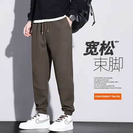 秋天男装高端束脚休闲裤子春秋款宽松紧腰运动卫裤秋季2023年新款商品大图