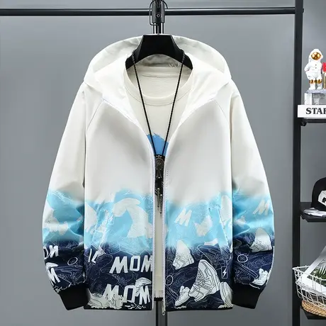 青年夹克男春秋装薄款上衣连帽卫衣潮牌男装秋季休闲外套外穿秋衣商品大图