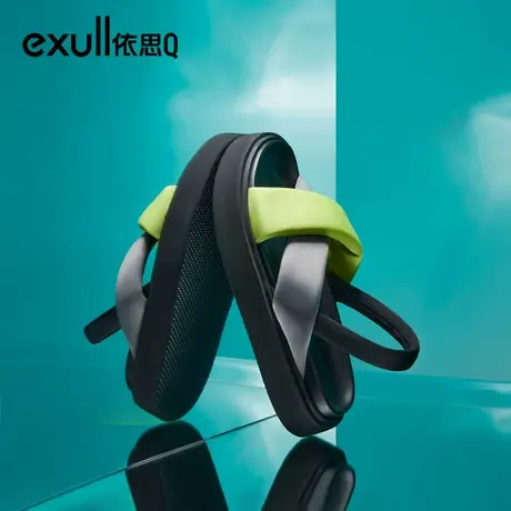 依思q厚底凉鞋女2024年夏季新款小众高级感外穿软底踩屎感平底鞋商品大图