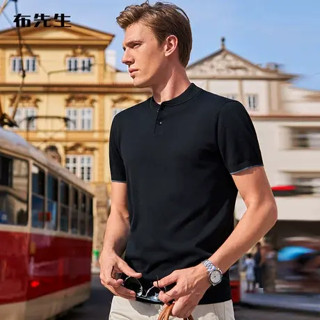 MrBu布先生小棒球领针织短袖T恤商务半袖吸汗透气夏季男装AT10938商品大图