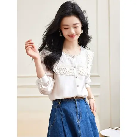 时尚气质天丝长袖衬衫2023年夏季新款淑女温柔宽松显瘦通勤上衣商品大图