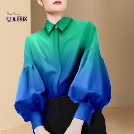迪菲丽格秋装2023年新款时尚衬衫女设计感小众洋气衬衣灯笼袖上衣图片