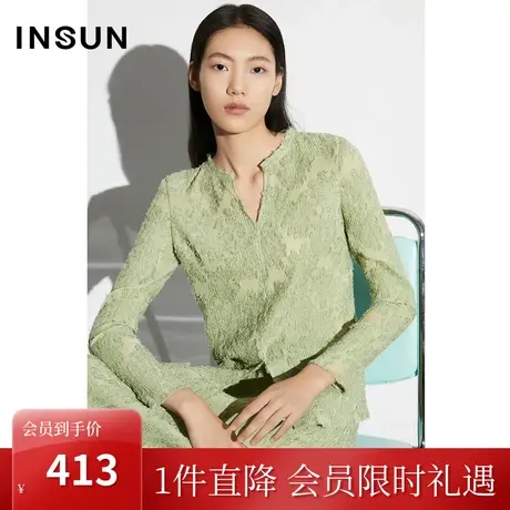 恩裳COVER2023年夏款新款简约艺术感拉毛压褶肌理法式衬衫上衣女图片