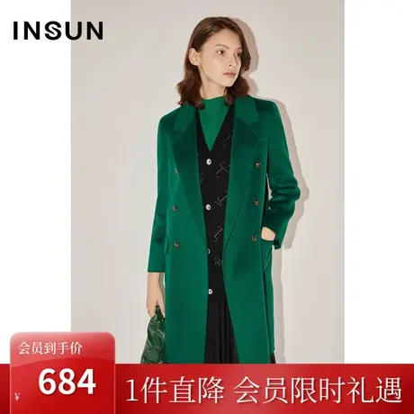 [高支羊毛]恩裳COVER秋季100支100%绵羊毛双面呢大衣外套女商品大图