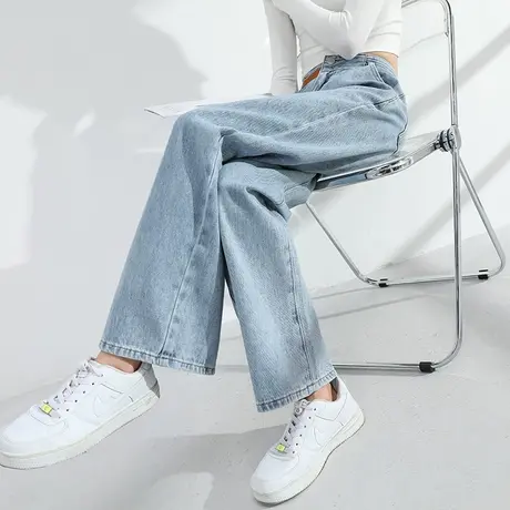 牛仔阔腿裤女垂感高腰秋冬2023年新款chic直筒宽松显瘦休闲拖地裤图片