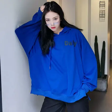 waitmore港风卫衣女秋冬宽松韩版潮ins上衣bf慵懒风加绒加厚外套图片