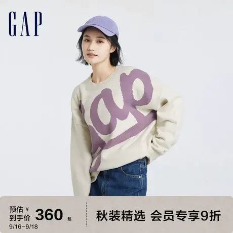 Gap男女装秋冬2023新款LOGO宽松廓形落肩长袖针织衫726588毛衣图片