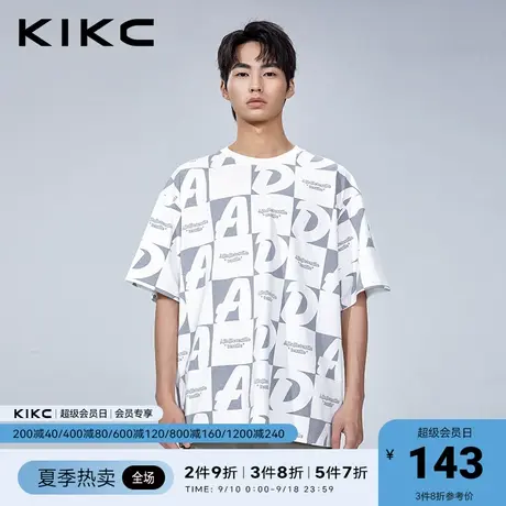 kikc短袖t恤男2023春夏新款商场同款美式高端潮流满身印圆领半袖商品大图