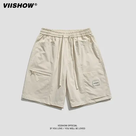 VIISHOW冰丝短裤男夏季薄款美式潮牌百搭休闲宽松运动速干五分裤商品大图