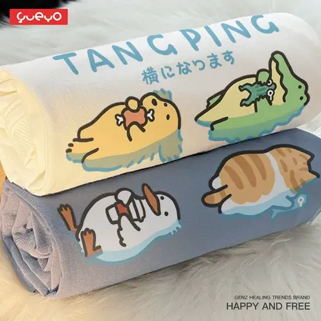 悦游 躺三连 趣味中性风印花夏季短袖T恤男原创潮牌纯棉金毛鳄鱼商品大图