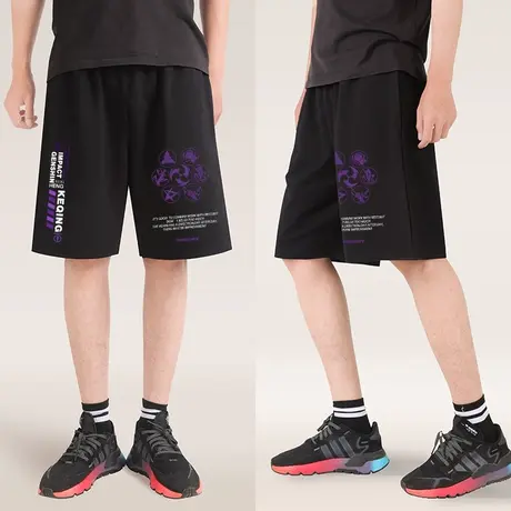 秀洛原神周边短裤刻晴 可莉二次元修身运动百搭夏季男学生五分裤商品大图