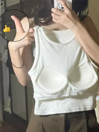 纯欲辣妹运动吊带背心女夏季内搭防走光短款露脐无袖打底外穿上衣图片